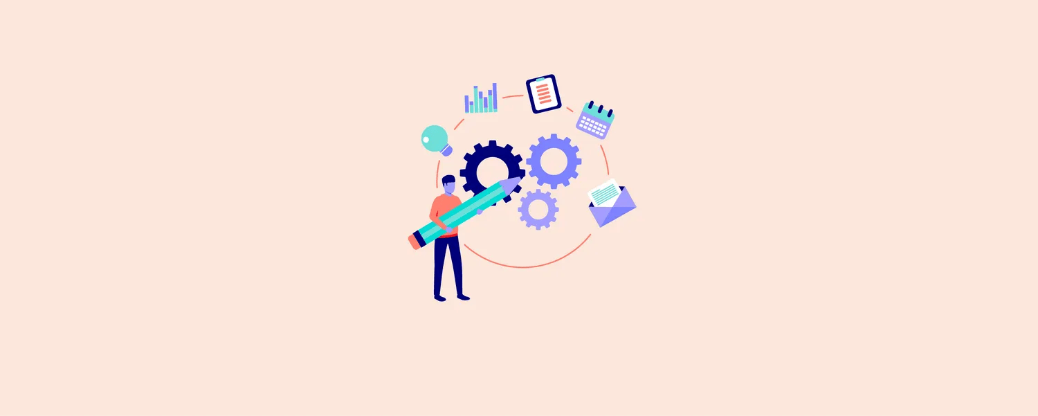 Illustration of employee using tech tools