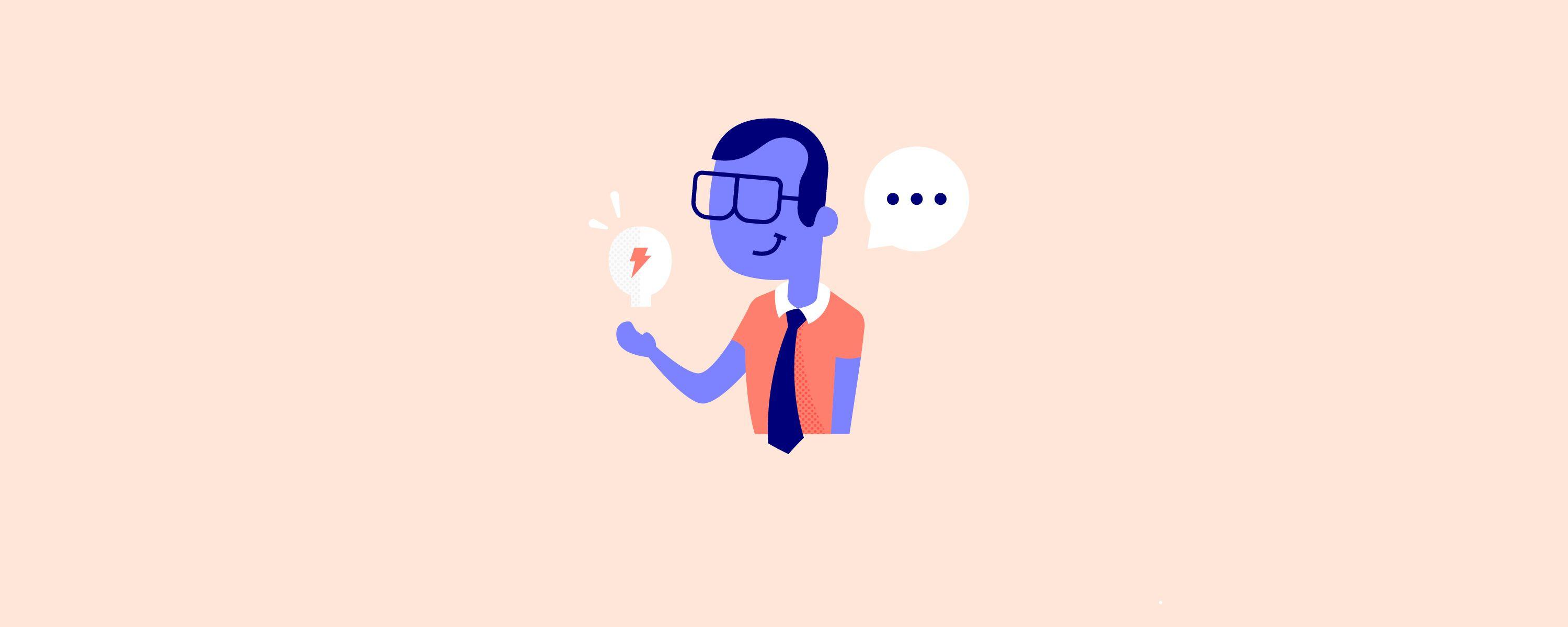 Illustration of person holding lightbulb
