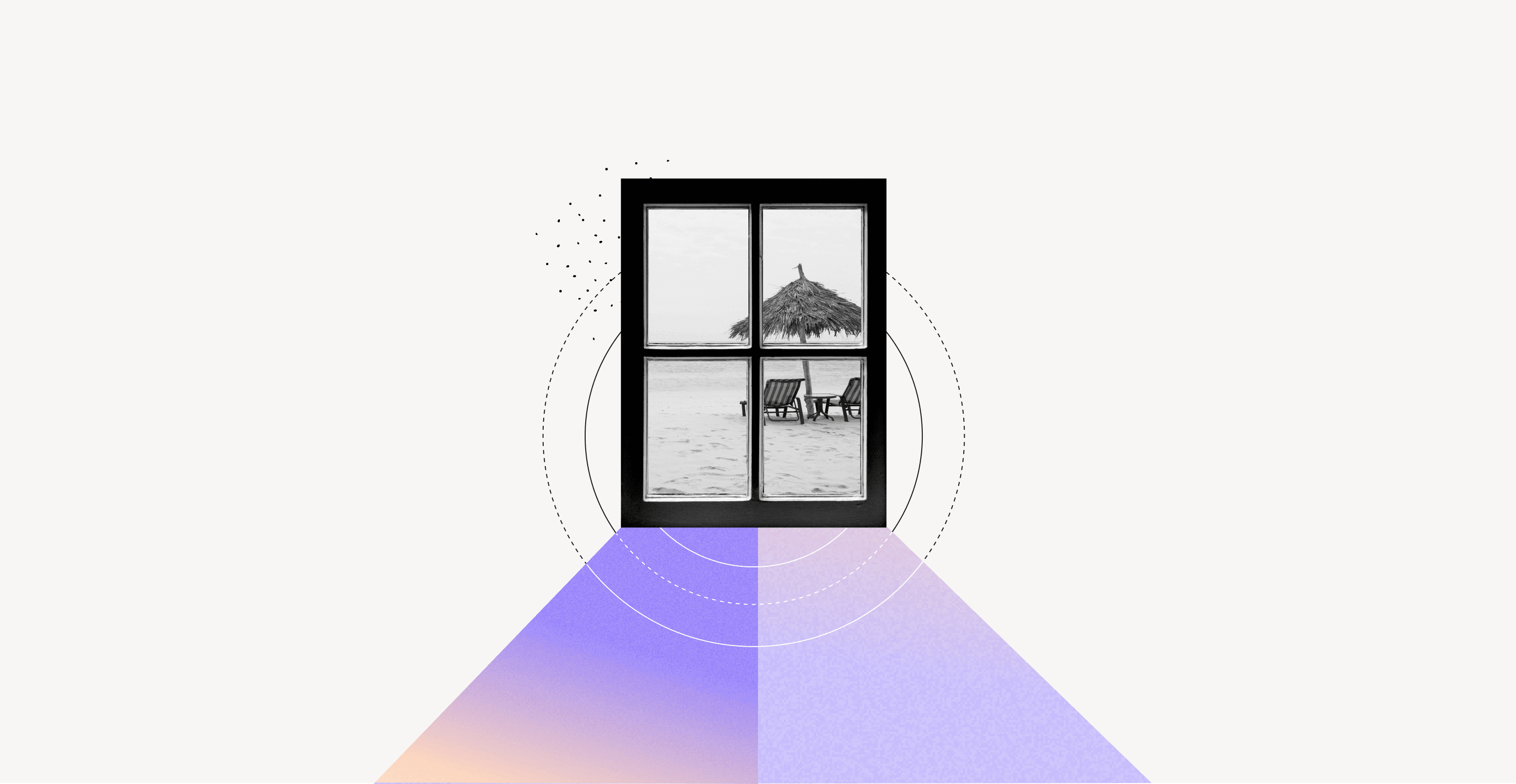 Window overlooking a beach