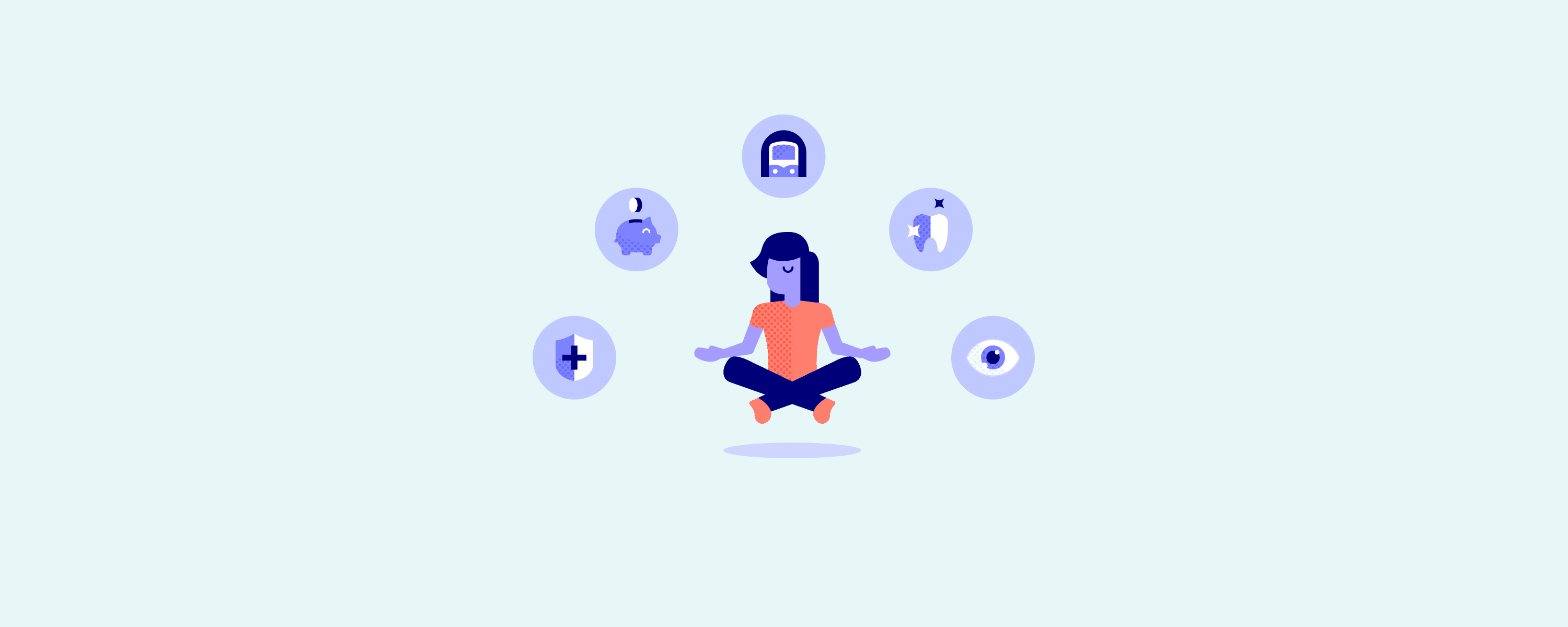 Person meditating regarding employee benefits