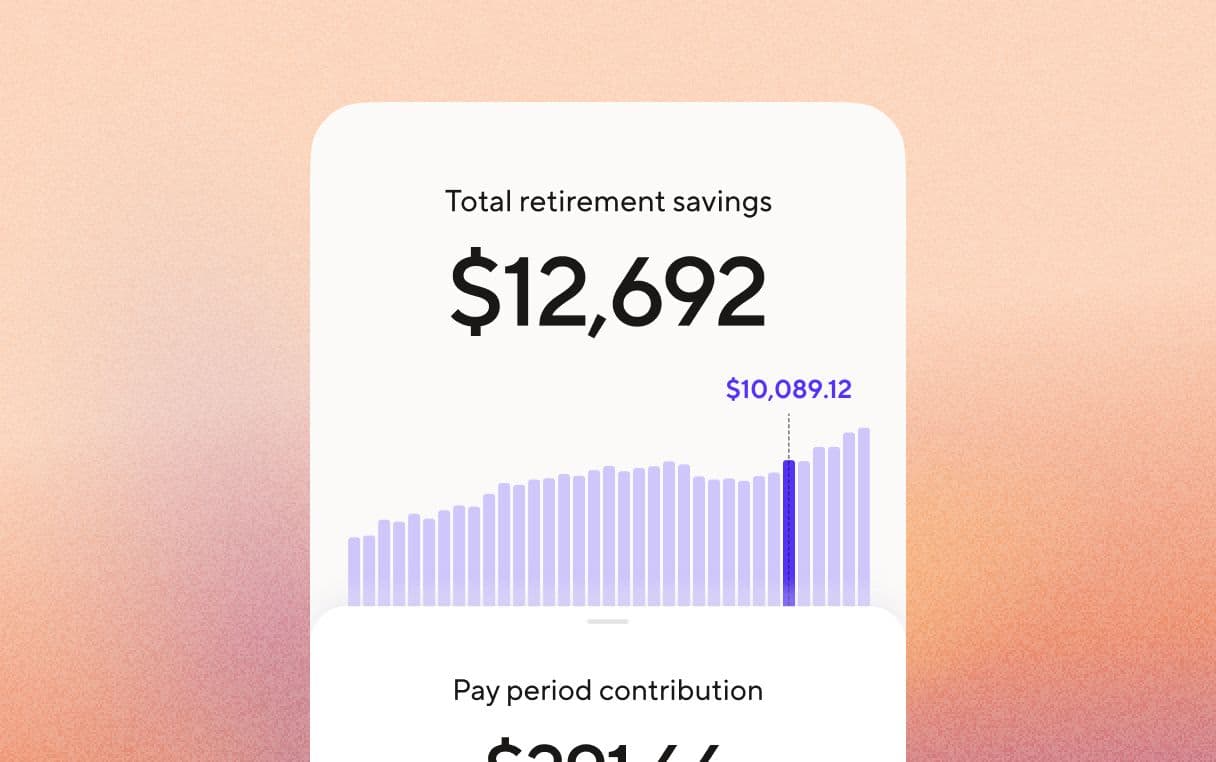 Representation of Guideline's mobile app interface. Prominent text: $12,692.