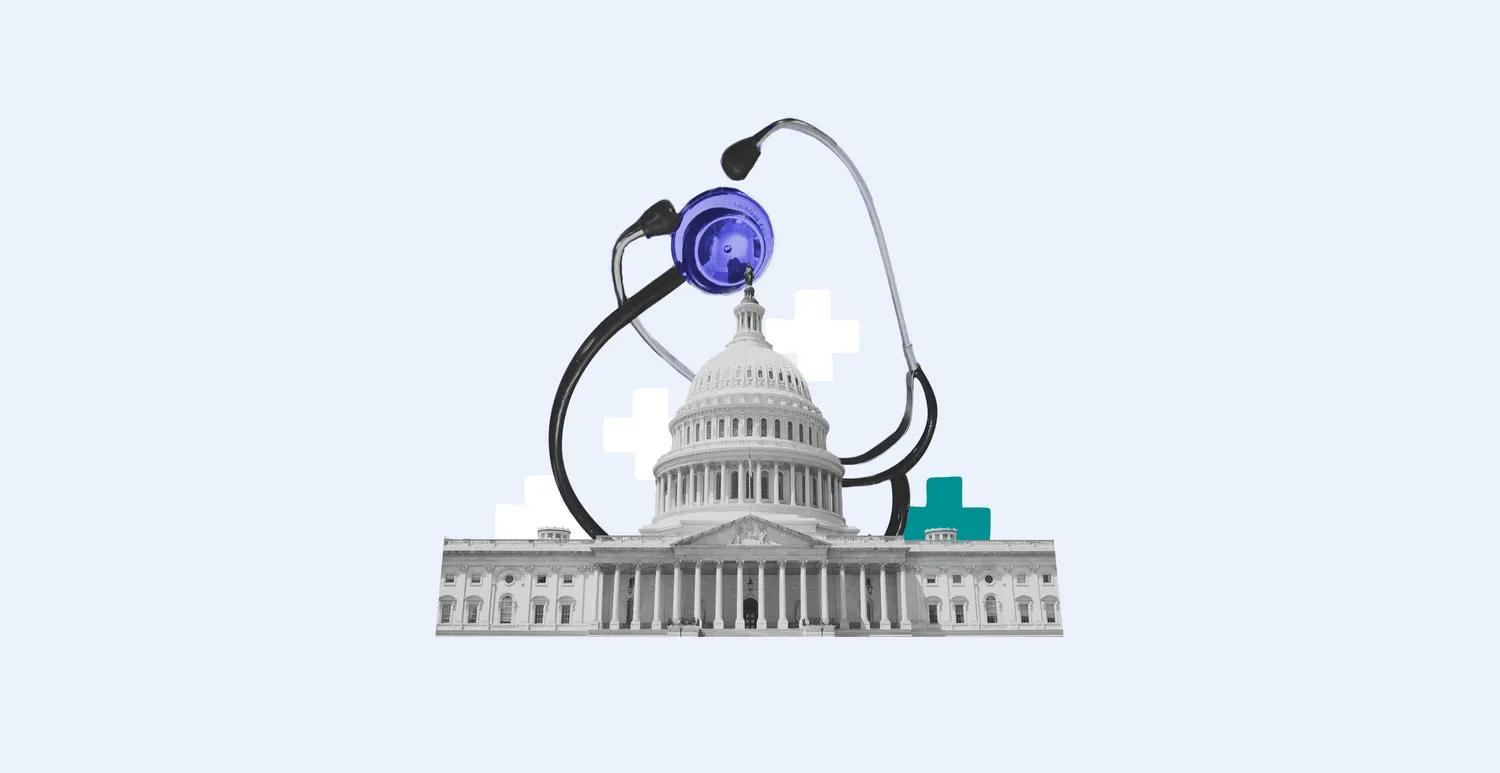 Illustration of White House with stethoscope 