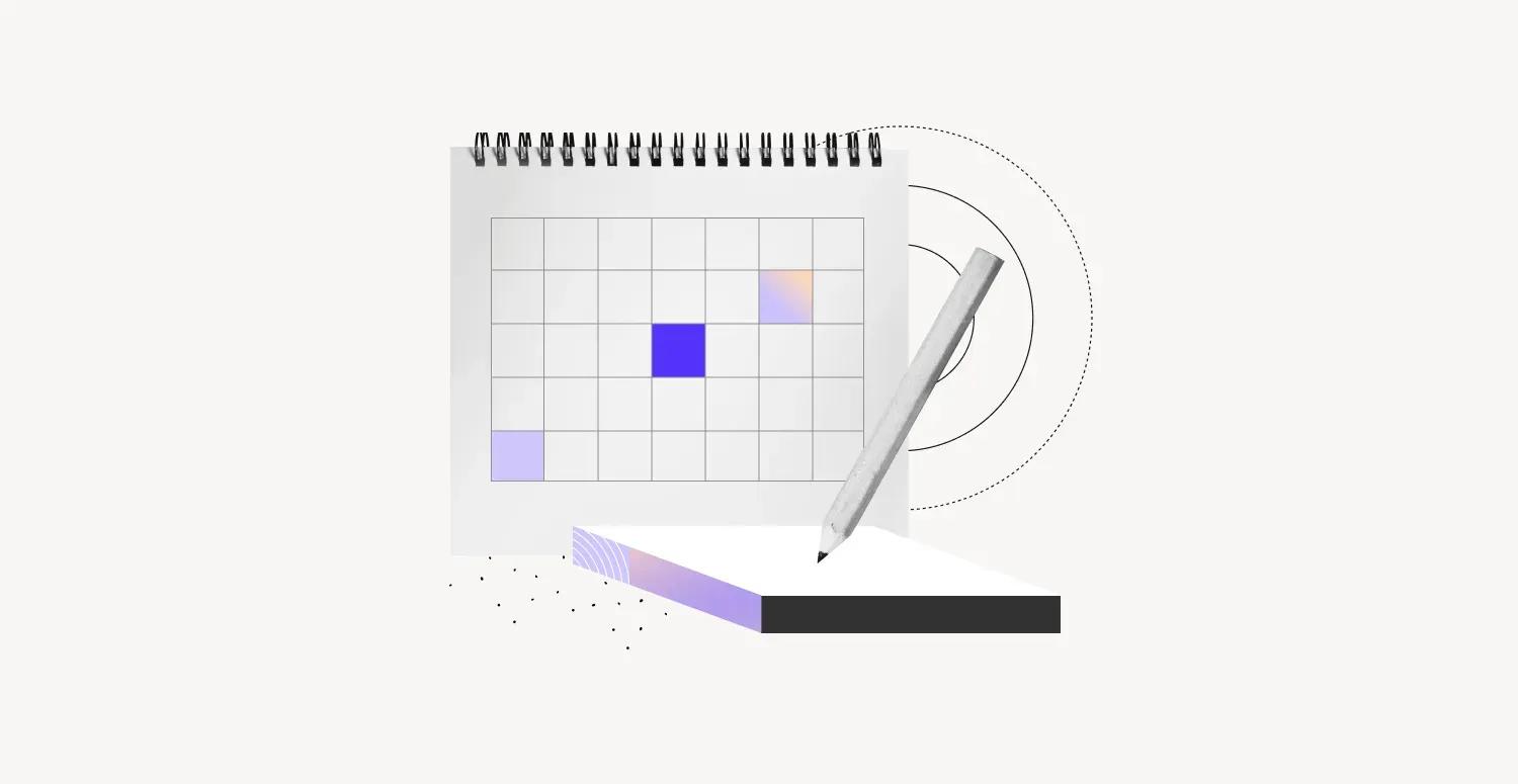 Illustration of a calendar and pencil