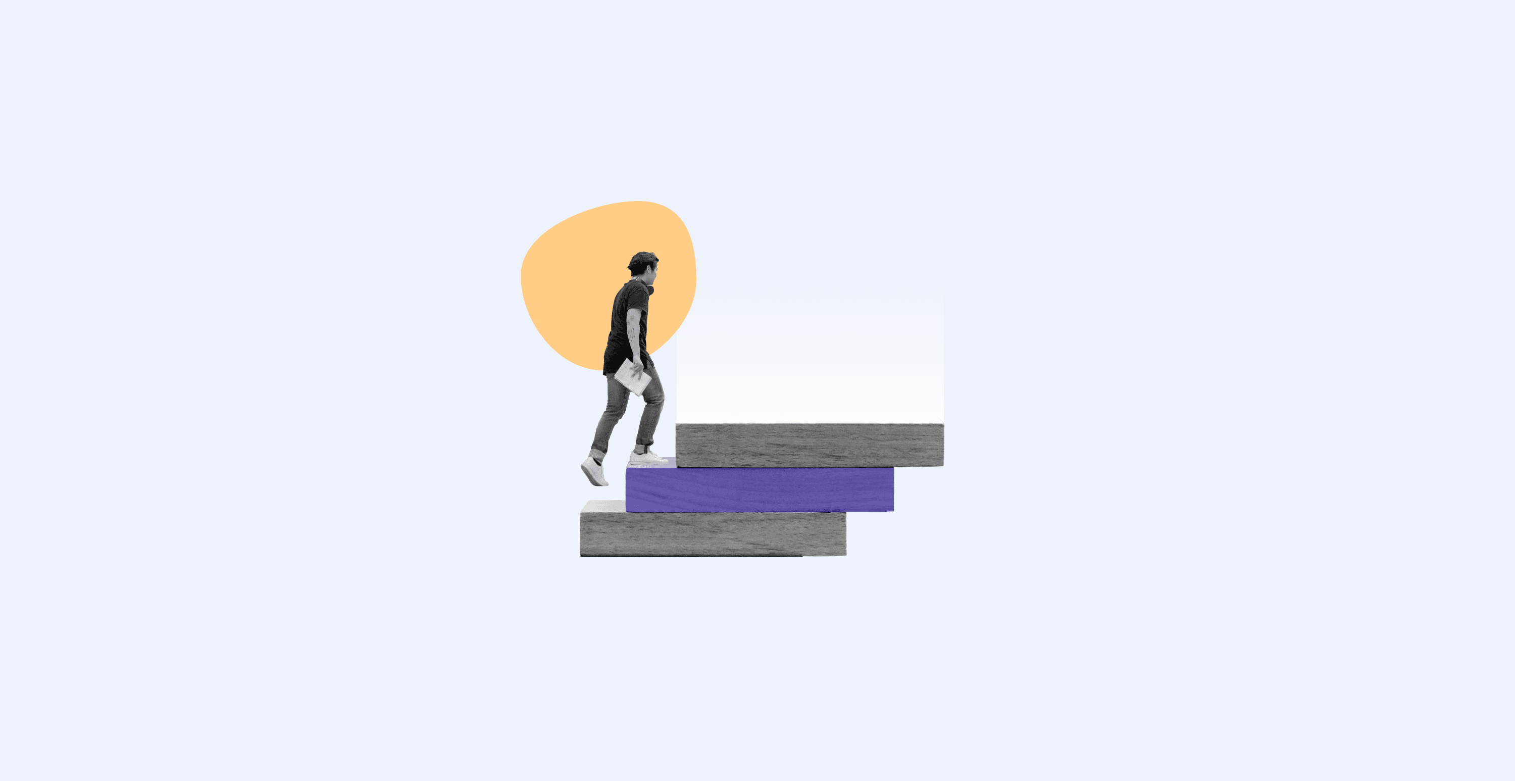 man climbing stairs