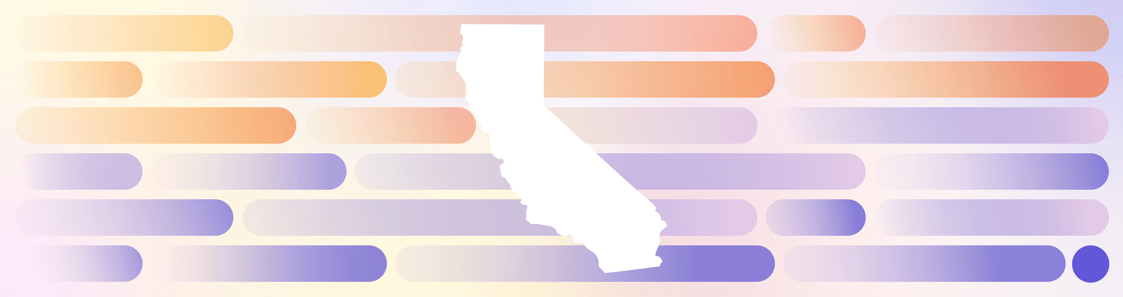 The shape of California over an orange and purple gradient.