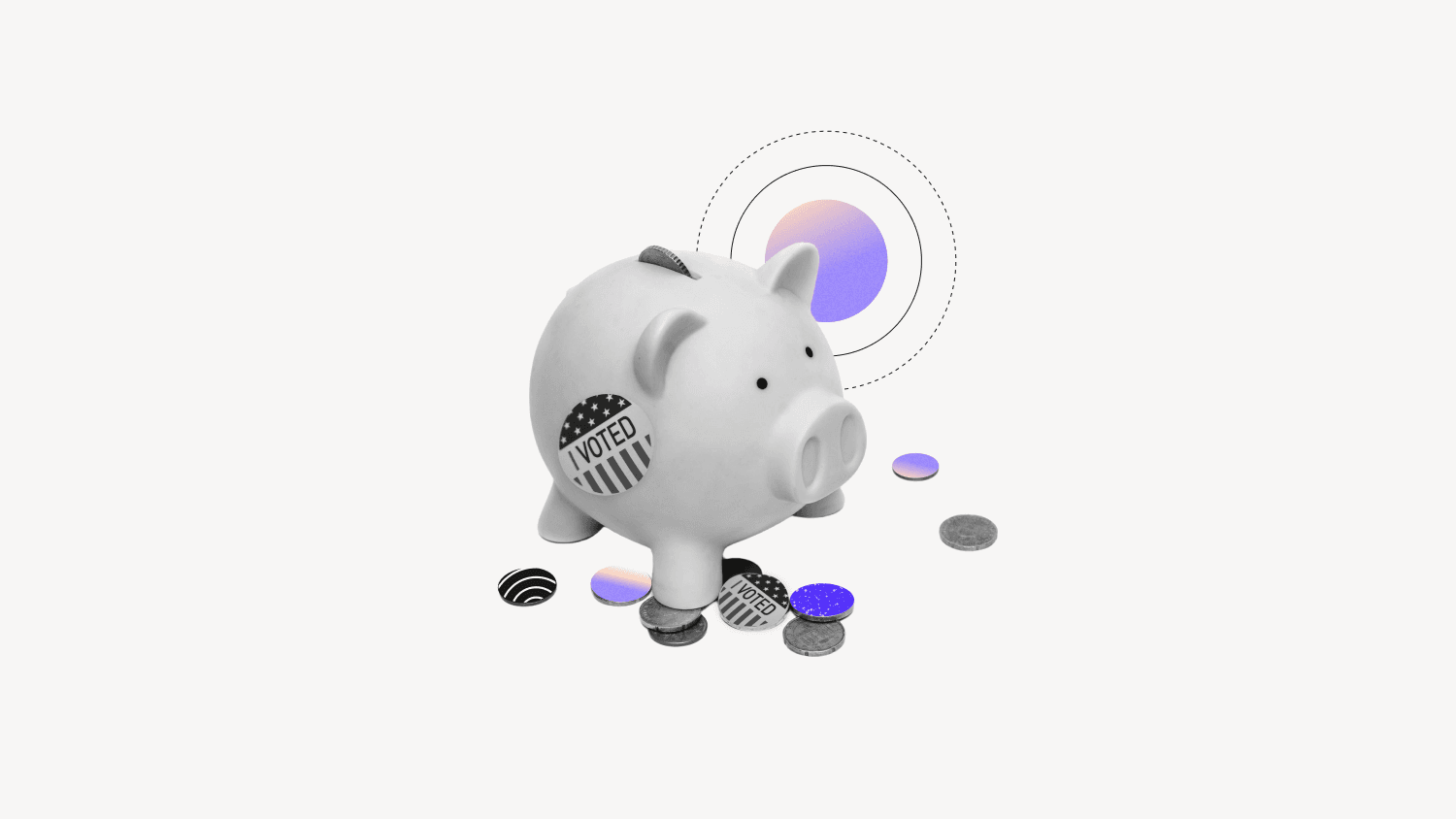 Illustration of piggy bank with a "I Voted" sticker on the side