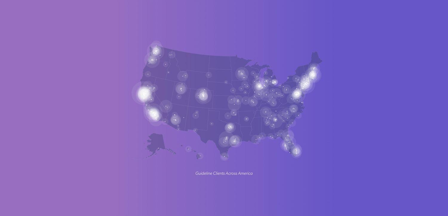 Illustration of U.S. map and Guideline customers