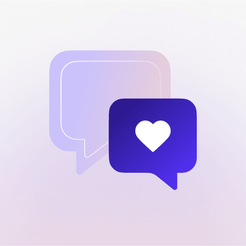 Image of message bubbles. One bubble has a heart.