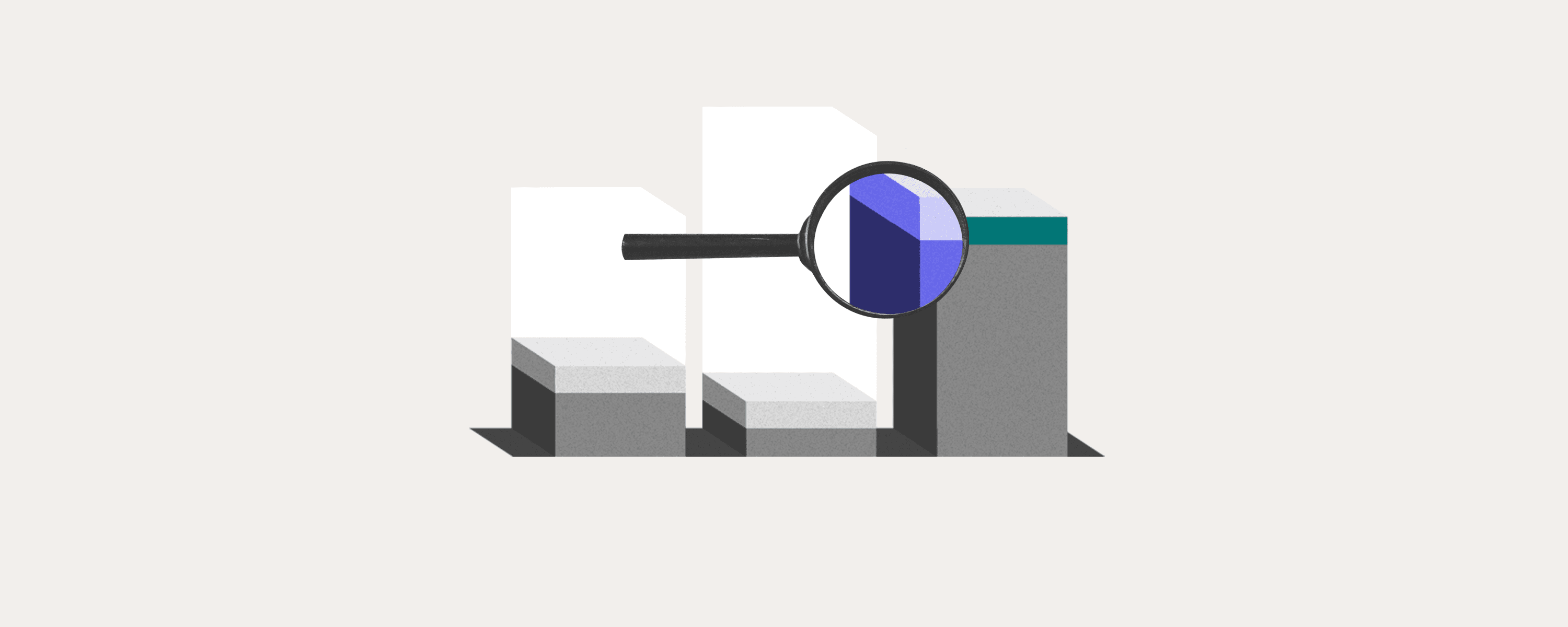 Illustration of paperwork and a magnifying glass