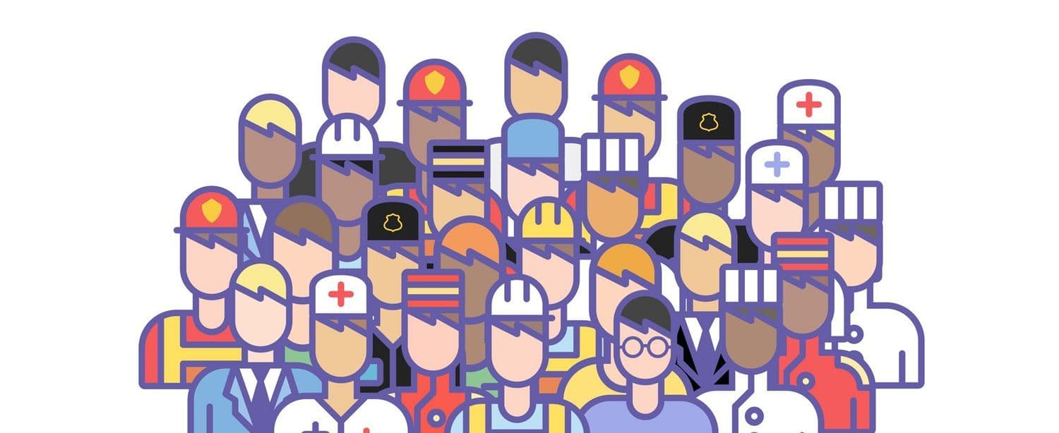 Illustration of employees in various industries