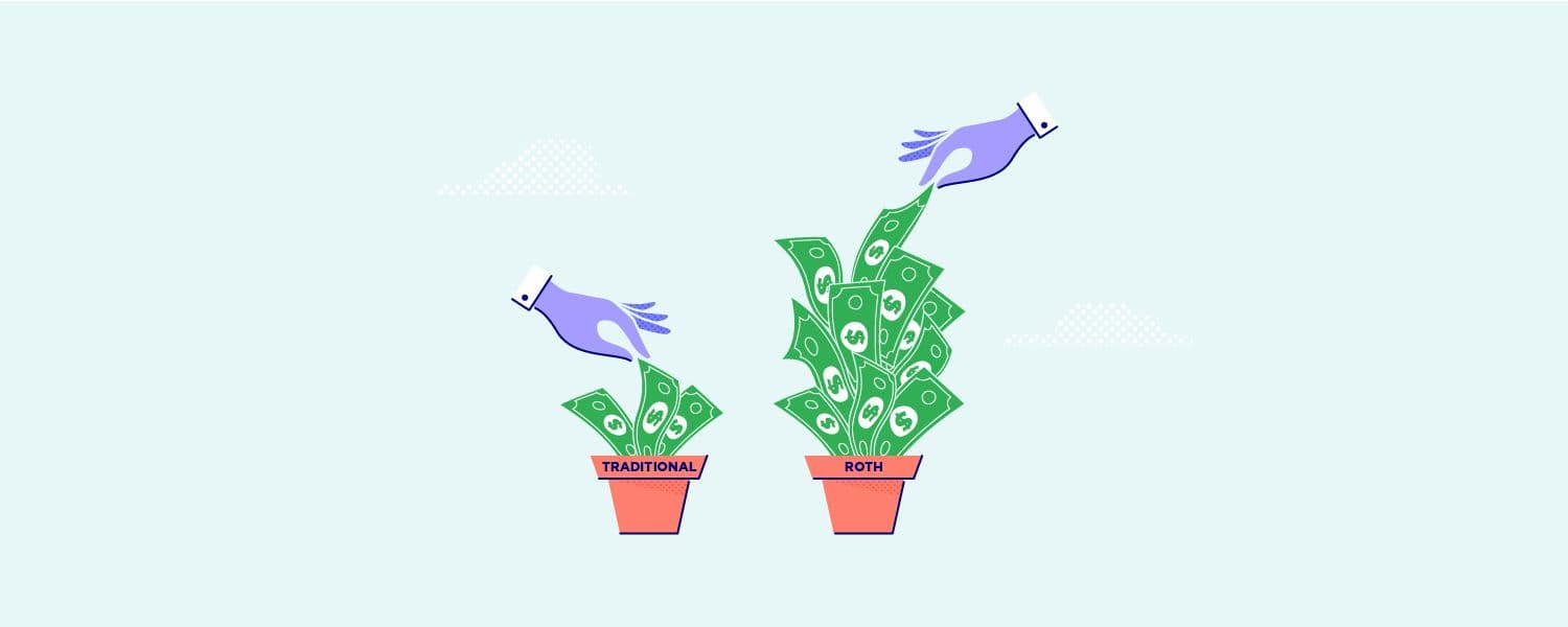 Illustration of plants growing money